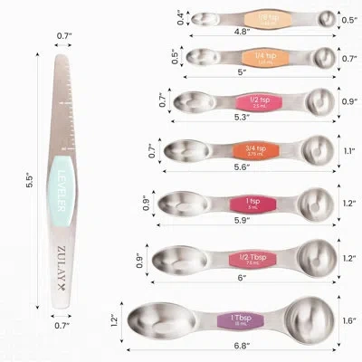 Zulay Kitchen Zulay Stainless Steel Measuring Spoon Set - Stackable Magnetic Spoon Measuring Set - Magnetic Measur In Black