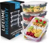 Zulay Snap Lock Glass Food Container With Lids (5-pack)