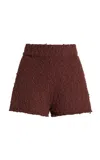 Zulu & Zephyr Boucle Knit Organic Cotton-blend Shorts In Brown