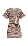 Zulu & Zephyr Cutout Striped Knit Mini T-shirt Dress In Brown