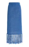 Zulu & Zephyr Exclusive Crochet Knit Cotton Midi Skirt In Blue