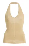 Zulu & Zephyr Exclusive La Isla Lurex Knit Halter Top In Gold