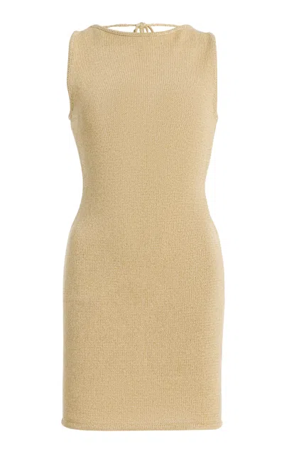 Zulu & Zephyr Exclusive La Isla Lurex Knit Mini Dress In Brown