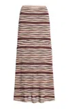 Zulu & Zephyr Exclusive Striped Knit Midi Skirt In Brown