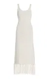 Zulu & Zephyr Fringed Crochet-knit Cotton Midi Dress