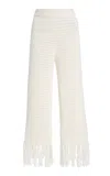 Zulu & Zephyr Fringed Crochet-knit Cotton Pants