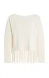 Zulu & Zephyr Fringed Crochet-knit Cotton Sweater