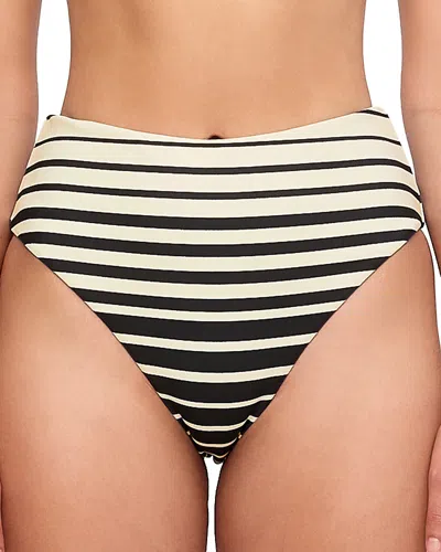 Zulu & Zephyr High Rise Ombre Stripe Bikini Bottom In Black