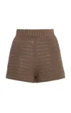 Zulu & Zephyr Lattice-knit Cotton Shorts In Brown