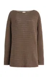 Zulu & Zephyr Lattice-knit Cotton Sweater In Brown
