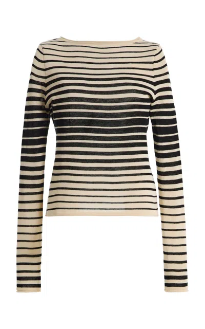 Zulu & Zephyr Ombre Striped Knit Top In Black