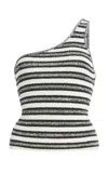 Zulu & Zephyr One-shoulder Striped Textured-knit Cotton-blend Top