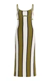 Zulu & Zephyr Striped Cotton-blend Textured-knit Midi Dress In Multi