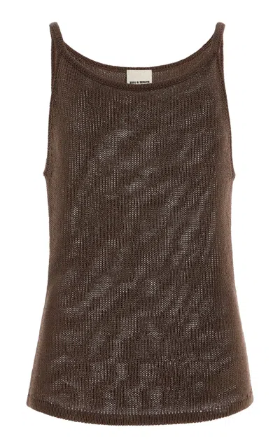 Zulu & Zephyr Textured Cotton-blend Knit Tank Top In Brown