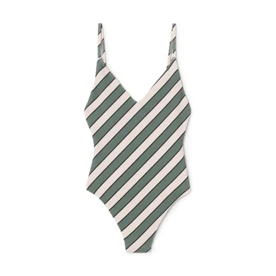 Zulu And Zephyr Textured One-piece In Eucalyptus Stripe
