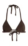 Zulu & Zephyr Towelling Triangle Bikini Top In Brown