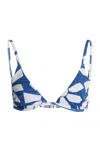 Zulu & Zephyr Floral Triangle Bikni Top In Blue