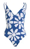 Zulu & Zephyr Flower One-piece Swimsuit In Blue