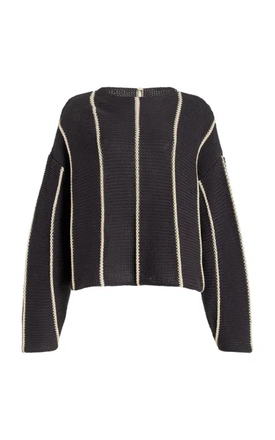 Zulu & Zephyr Knit Cotton Sweater In Black