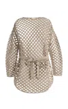 Zulu & Zephyr Lattice-knit Tunic Top In Neutral