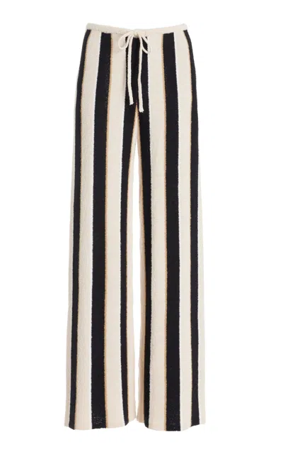 Zulu & Zephyr Striped Cotton-linen Knit Pants In Stripe