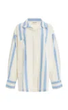 Zulu & Zephyr Striped Cotton-linen Shirt In Blue