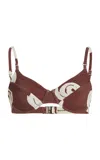 Zulu & Zephyr Textured Balconette Bikini Top In Brown