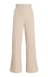Zulu & Zephyr Textured-knit Cotton-blend Pants In Ivory