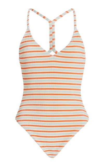 Zulu & Zephyr Textured One-piece Swimsuit In Orange