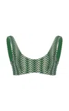 Zulu & Zephyr Zig-zag Balconette Bikini Top In Green