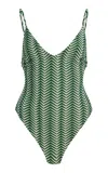 Zulu & Zephyr Zig-zag One-piece Swimsuit In Green