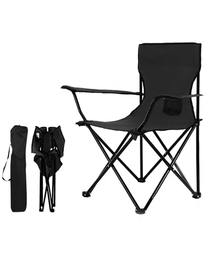 Zummy Foldable Camping Chair With Cup Holder & Carrying Case In Black