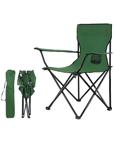 Zummy Foldable Camping Chair With Cup Holder & Carrying Case In Green