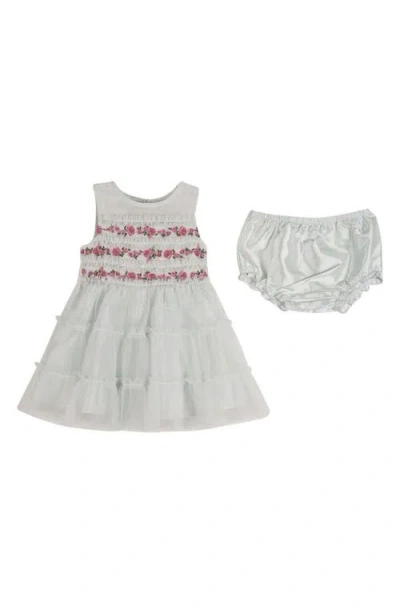 Zunie Babies' Embroidered Tiered Mesh Dress & Bloomers In Sage | ModeSens