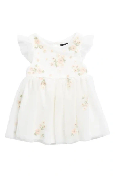Zunie Babies' Floral Mesh Dress In White