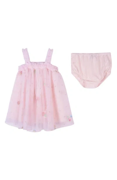 Zunie Babies'  Floral Party Dress With Bloomers In Pink Multi