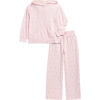 Zunie Kids' 2-piece Floral Sweatsuit In Pink