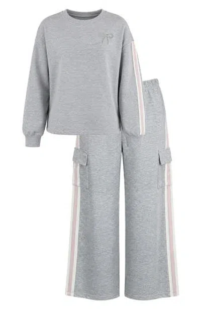 Zunie Kids' 2-piece Stripe Sweatsuit In Gray