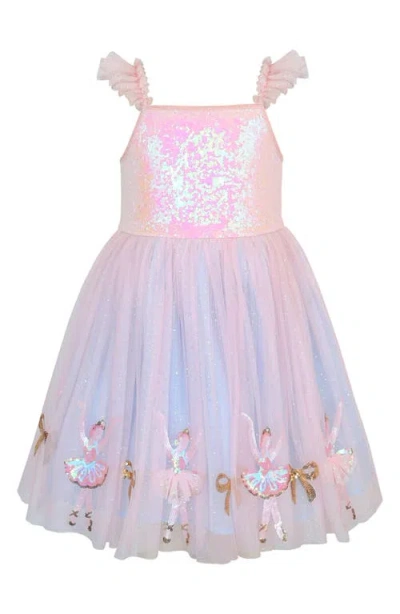 Zunie Kids' Ballerina Border Sequin Party Dress In Pink