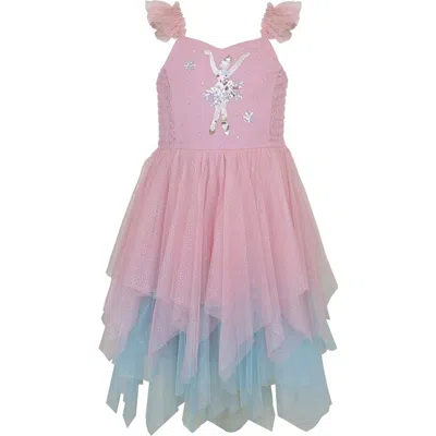 Zunie Kids' Ballerina Sequin Mesh Tutu Dress In Pink