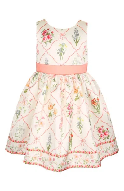 Zunie Kids' Border Print Mikado Party Dress In Multi