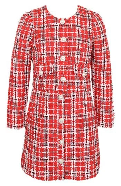 Zunie Kids' Bouclé Dress & Jacket Set In Red
