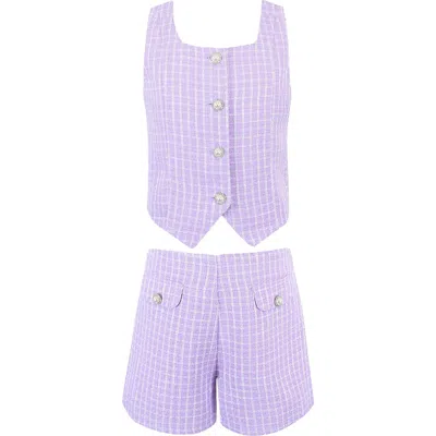 Zunie Kids' Bouclé Vest & Shorts Set In Blue