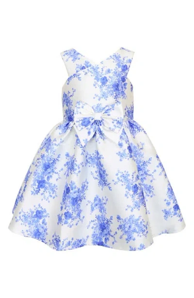 Zunie Kids' Bow Front Mikado Party Dress In Blue