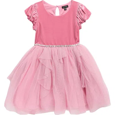 Zunie Kids' Bubble Velvet Party Dress In Pink