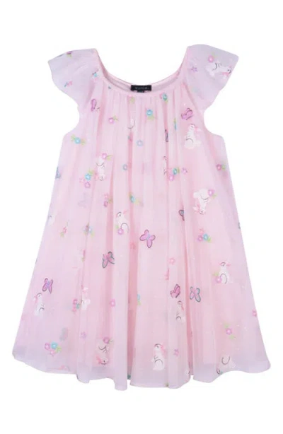 Zunie Kids' Bunny Embroidered Tulle Party Dress In Blush | ModeSens