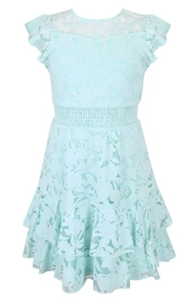 Zunie Kids' Burnout Lace Overlay Party Dress In Blue