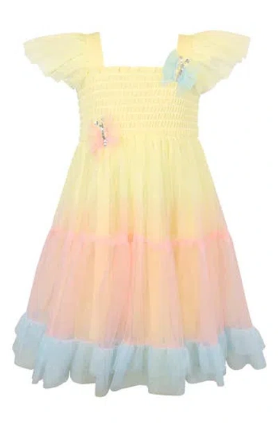 Zunie Kids' Butterfly Appliqué Mesh Dress In Multi