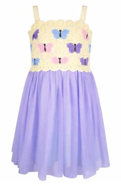Zunie Kids' Butterfly Crochet Dress In Multi