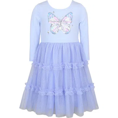 Zunie Kids' Butterfly Sequin Dress In Blue